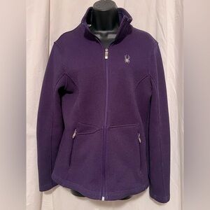 Spyder Core Sweater Purple Womens Sz L Full Zip, Zip Pockets, Heavy & Warm VGUC